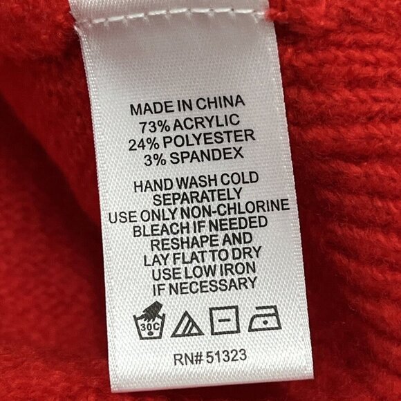 CeCe Womens Sweater Womens M Red Mock Neck Pearl Trim Puff Sleeve Christmas Soft - Picture 6 of 8